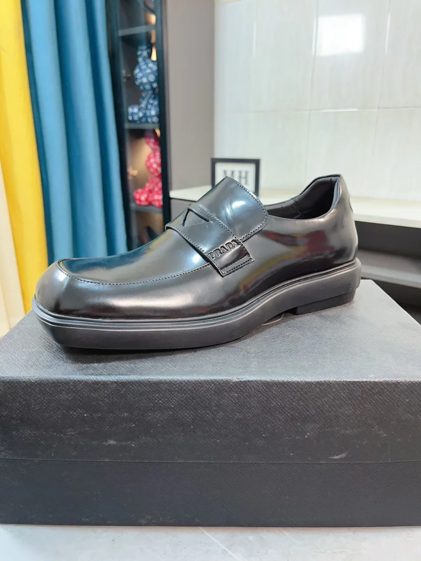 Men's shoes 💰540🌹🌹【PRADA Leather Shoes】Top purchasing agency Original imported Italian custom-made open-edge beaded cowhide leather surface, fully imported water-dyed breathable cowhide lining, original factory special molded sole super comfortable, size: 38-44
